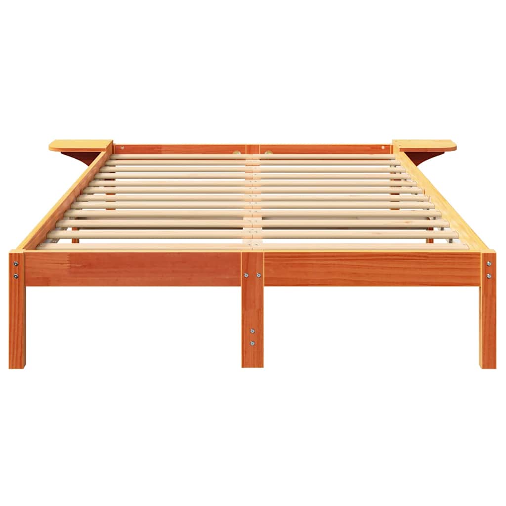 Bed Frame Wax Brown 140 x 190 cm Solid Pine Wood