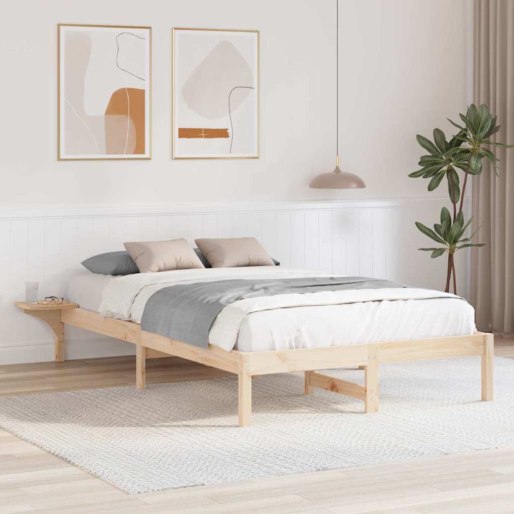 Bed Frame Natural 135 x 190 cm Solid Pine Wood
