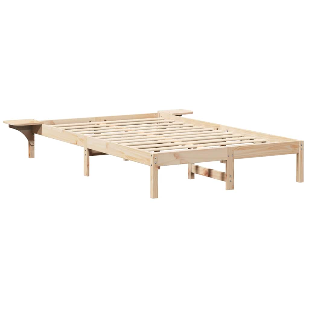 Bed Frame Natural 135 x 190 cm Solid Pine Wood