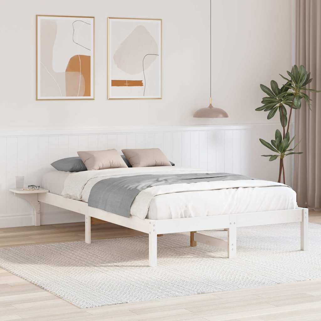Bed Frame White 135 x 190 cm Solid Pine Wood