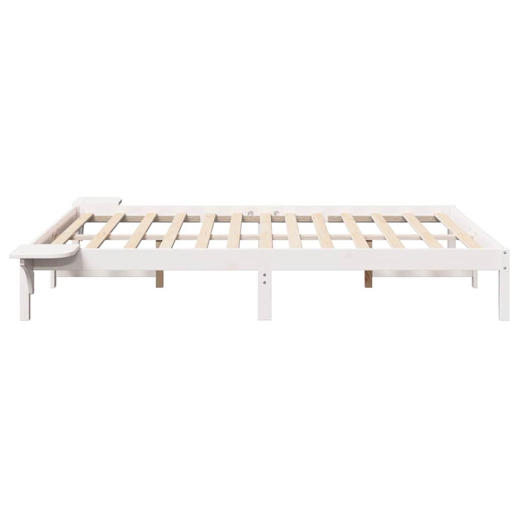 Bed Frame White 135 x 190 cm Solid Pine Wood