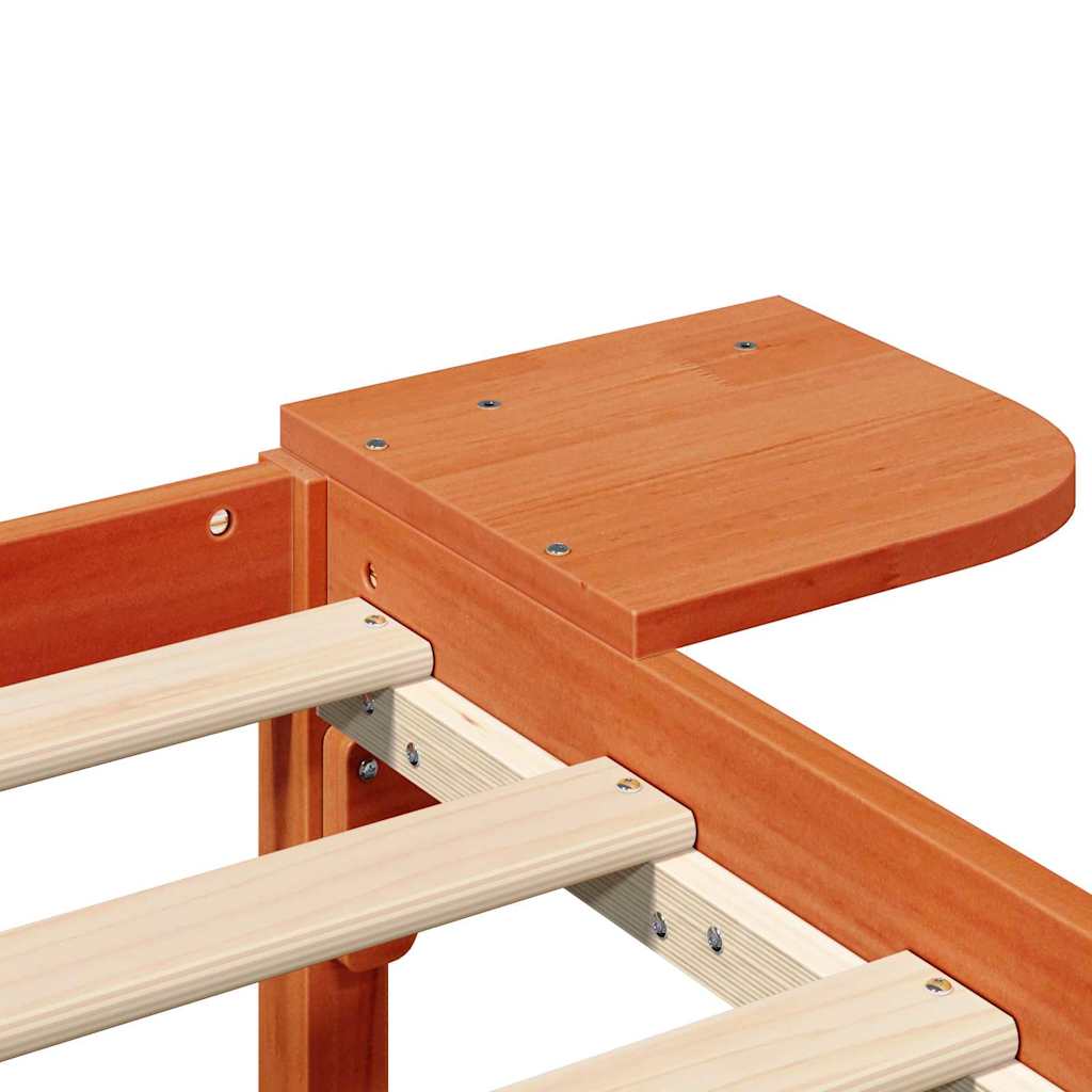 Bed Frame Wax Brown 135 x 190 cm Solid Pine Wood