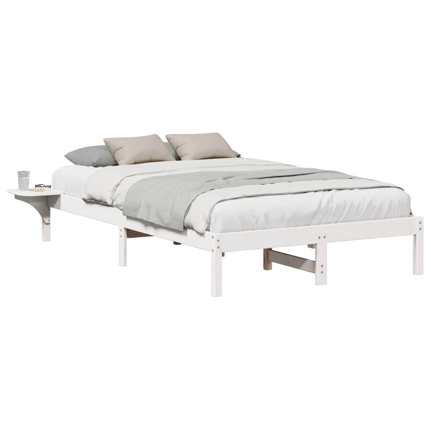 Bed Frame White 120 x 190 cm Solid Pine Wood
