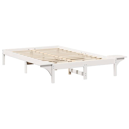 Bed Frame White 120 x 190 cm Solid Pine Wood