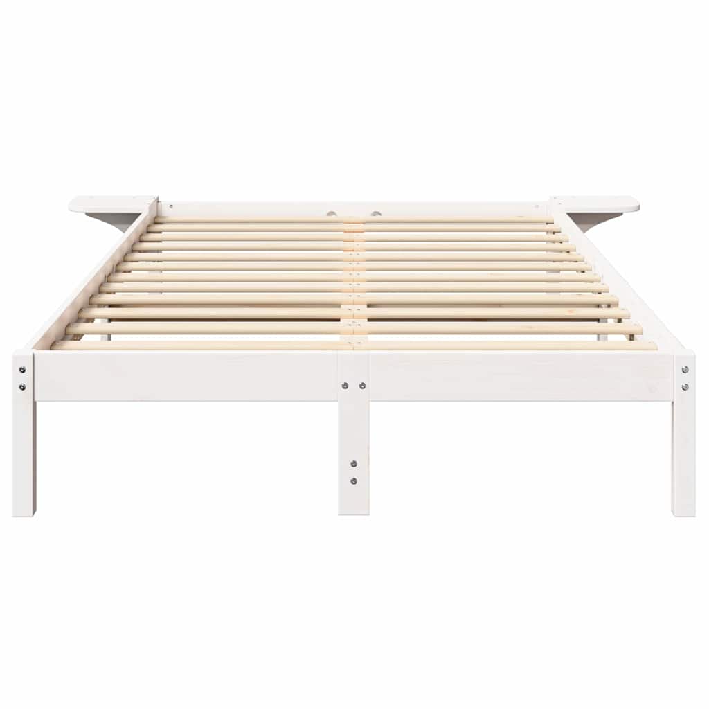 Bed Frame White 120 x 190 cm Solid Pine Wood