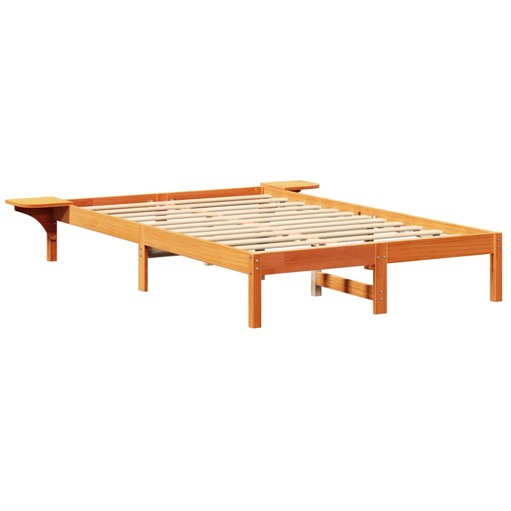 Bed Frame Wax Brown 120 x 190 cm Solid Pine Wood