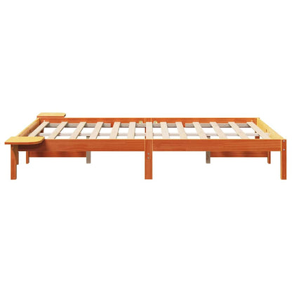 Bed Frame Wax Brown 120 x 190 cm Solid Pine Wood