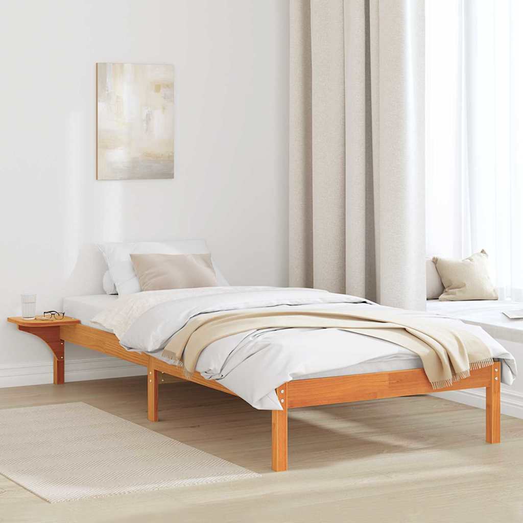 Bed Frame Wax Brown 100 x 200 cm Solid Pine Wood