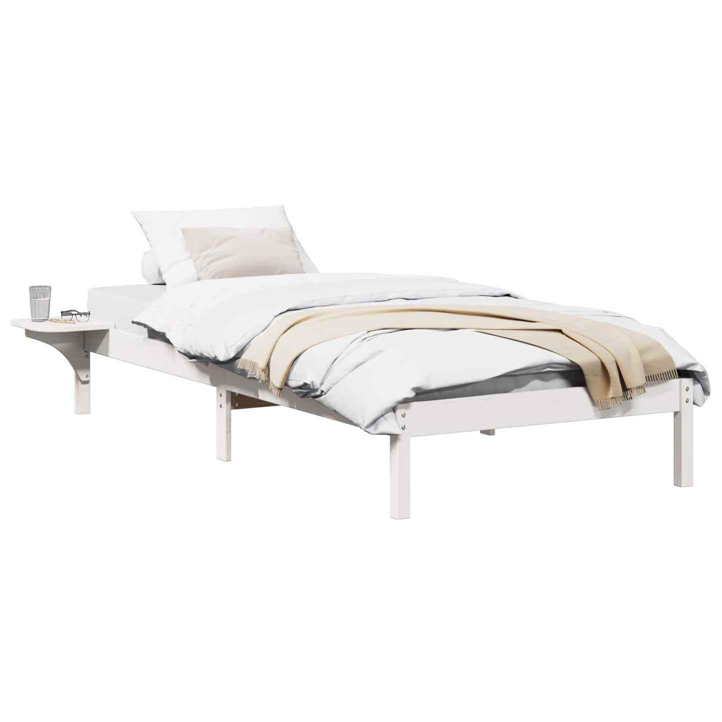 Bed Frame White 90 x 200 cm Solid Pine Wood