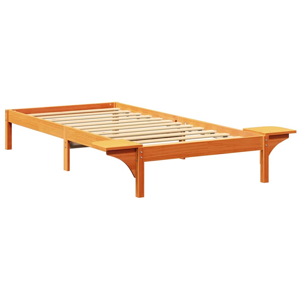 Bed Frame Wax Brown 90 x 200 cm Solid Pine Wood