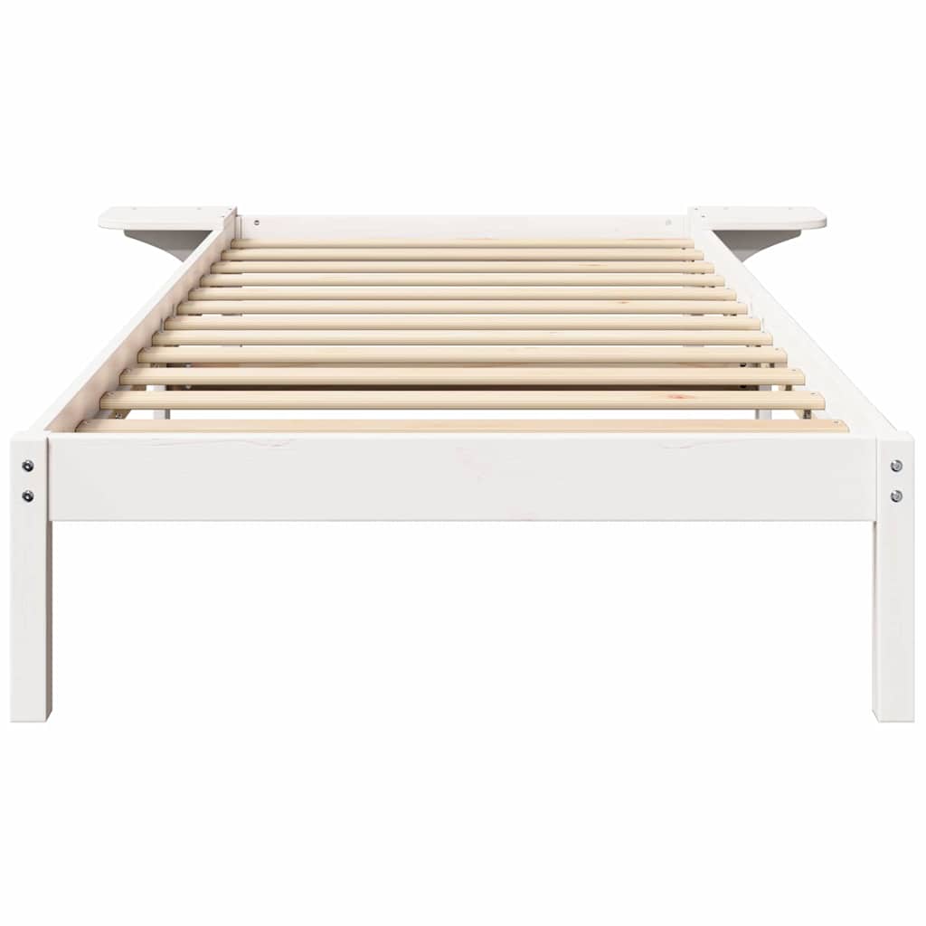 Bed Frame White 90 x 190 cm Solid Pine Wood