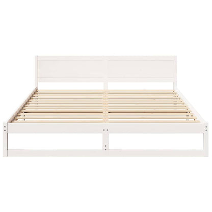 Bed Frame with Headboard White 200 x 200 cm Solid Pine Wood