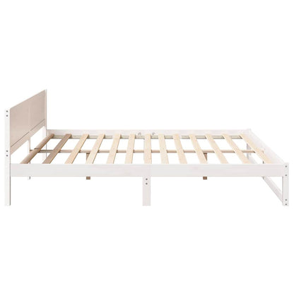 Bed Frame with Headboard White 200 x 200 cm Solid Pine Wood
