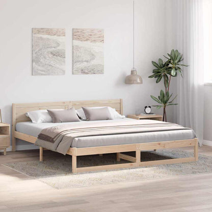 Bed Frame with Headboard Natural 180 x 200 cm Solid Pine Wood