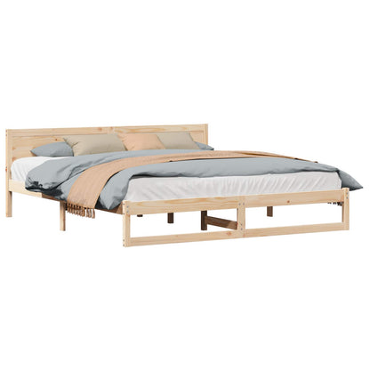 Bed Frame with Headboard Natural 180 x 200 cm Solid Pine Wood