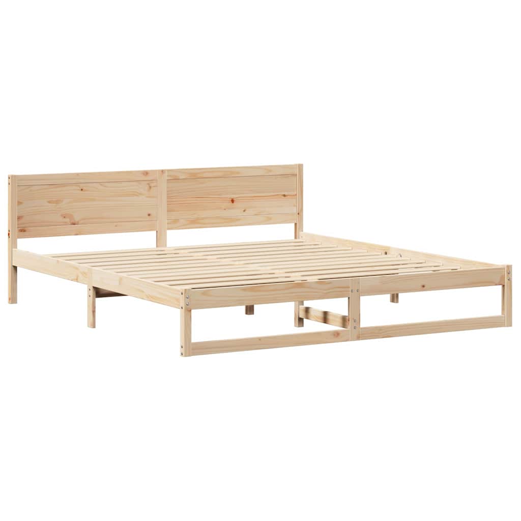 Bed Frame with Headboard Natural 180 x 200 cm Solid Pine Wood