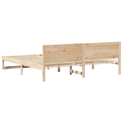 Bed Frame with Headboard Natural 180 x 200 cm Solid Pine Wood
