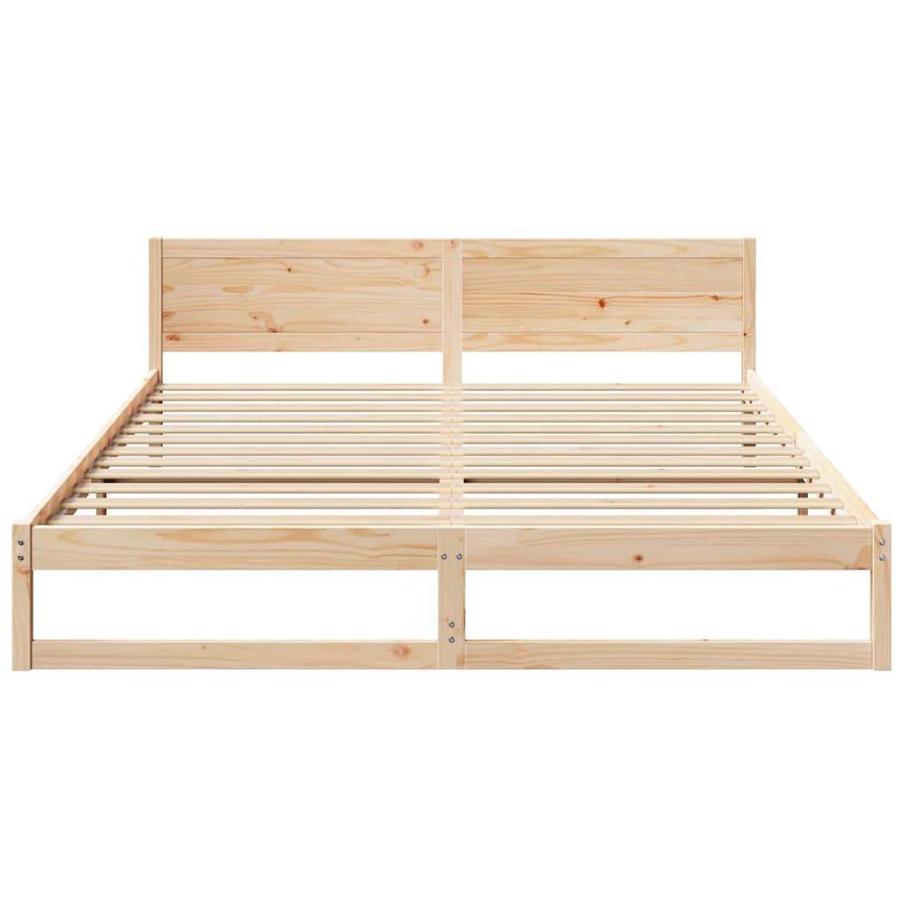 Bed Frame with Headboard Natural 180 x 200 cm Solid Pine Wood