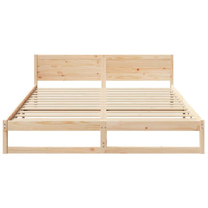 Bed Frame with Headboard Natural 180 x 200 cm Solid Pine Wood