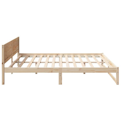 Bed Frame with Headboard Natural 180 x 200 cm Solid Pine Wood
