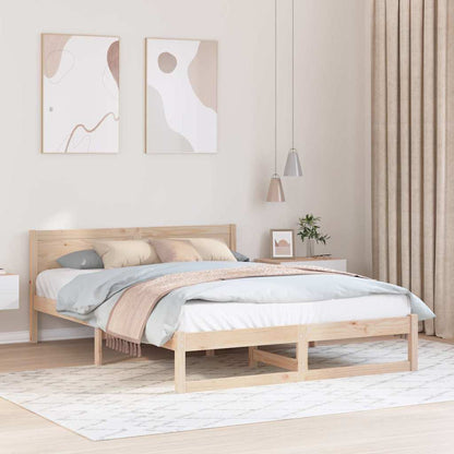 Bed Frame with Headboard Natural 160 x 200 cm Solid Pine Wood