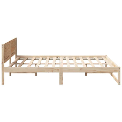 Bed Frame with Headboard Natural 160 x 200 cm Solid Pine Wood