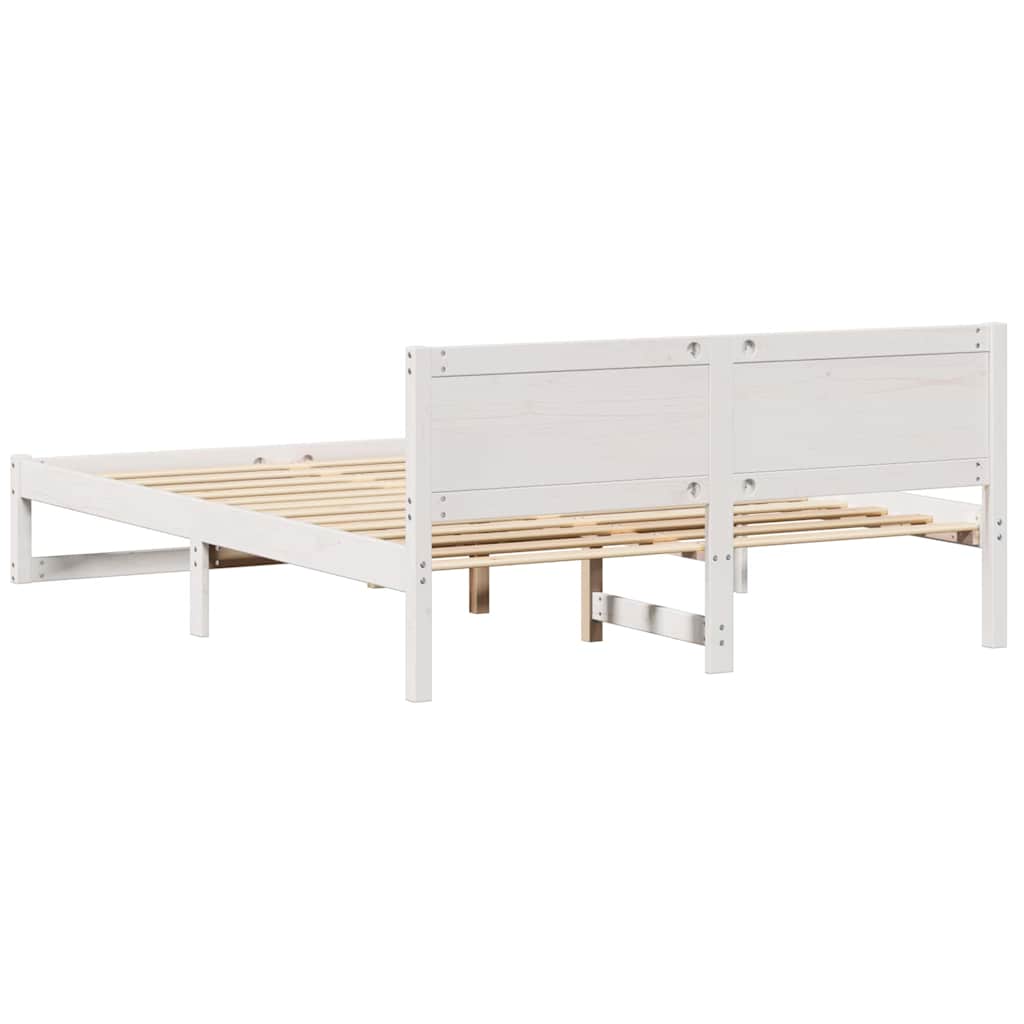 Bed Frame with Headboard White 160 x 200 cm Solid Pine Wood