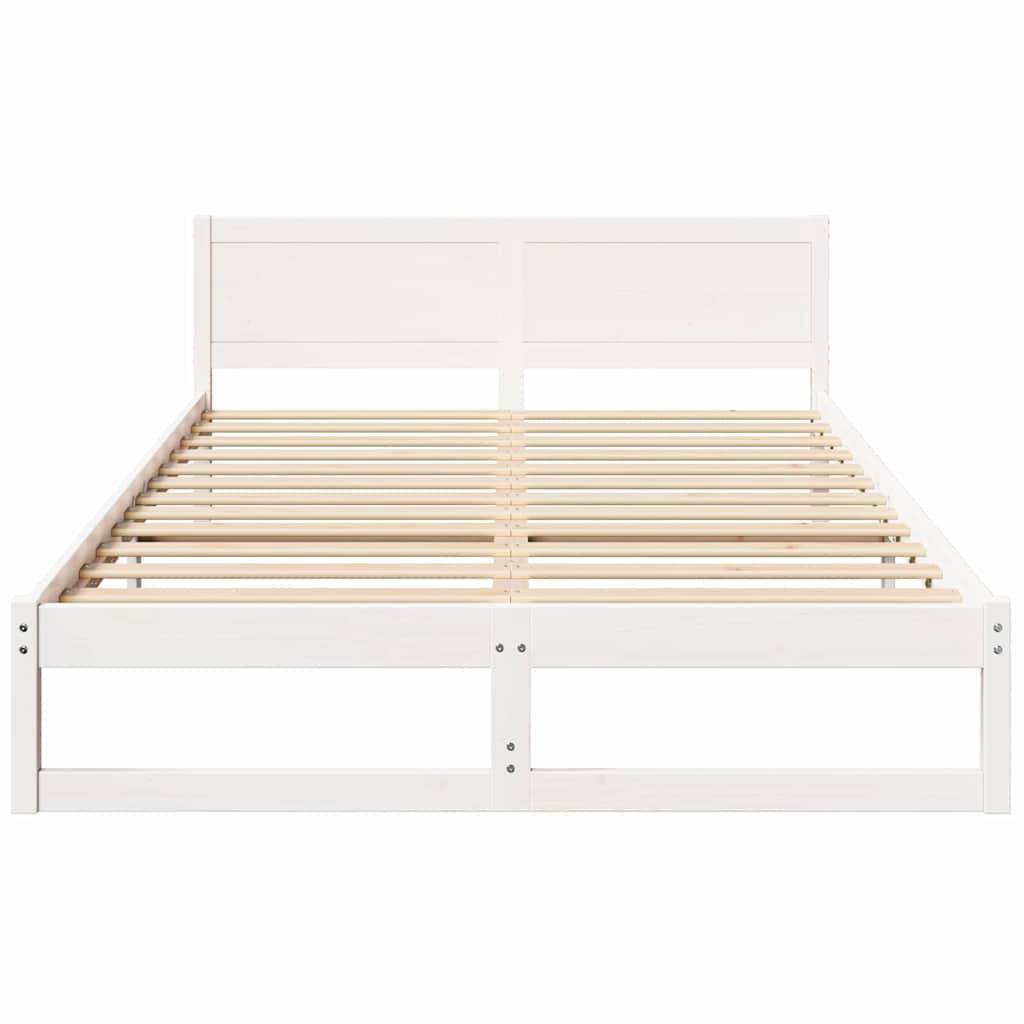 Bed Frame with Headboard White 160 x 200 cm Solid Pine Wood