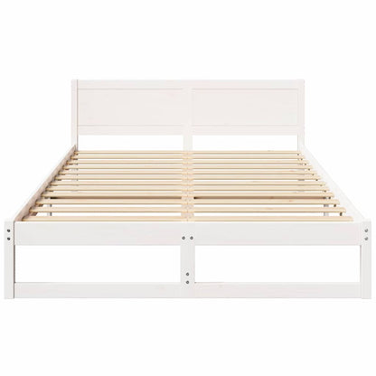 Bed Frame with Headboard White 160 x 200 cm Solid Pine Wood