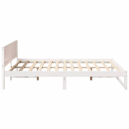 Bed Frame with Headboard White 160 x 200 cm Solid Pine Wood