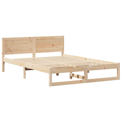 Bed Frame with Headboard Natural 150 x 200 cm Solid Pine Wood