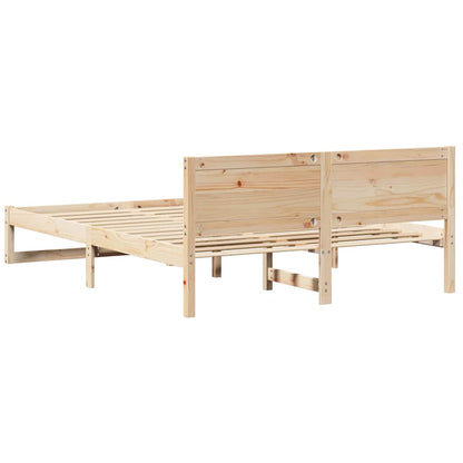 Bed Frame with Headboard Natural 150 x 200 cm Solid Pine Wood