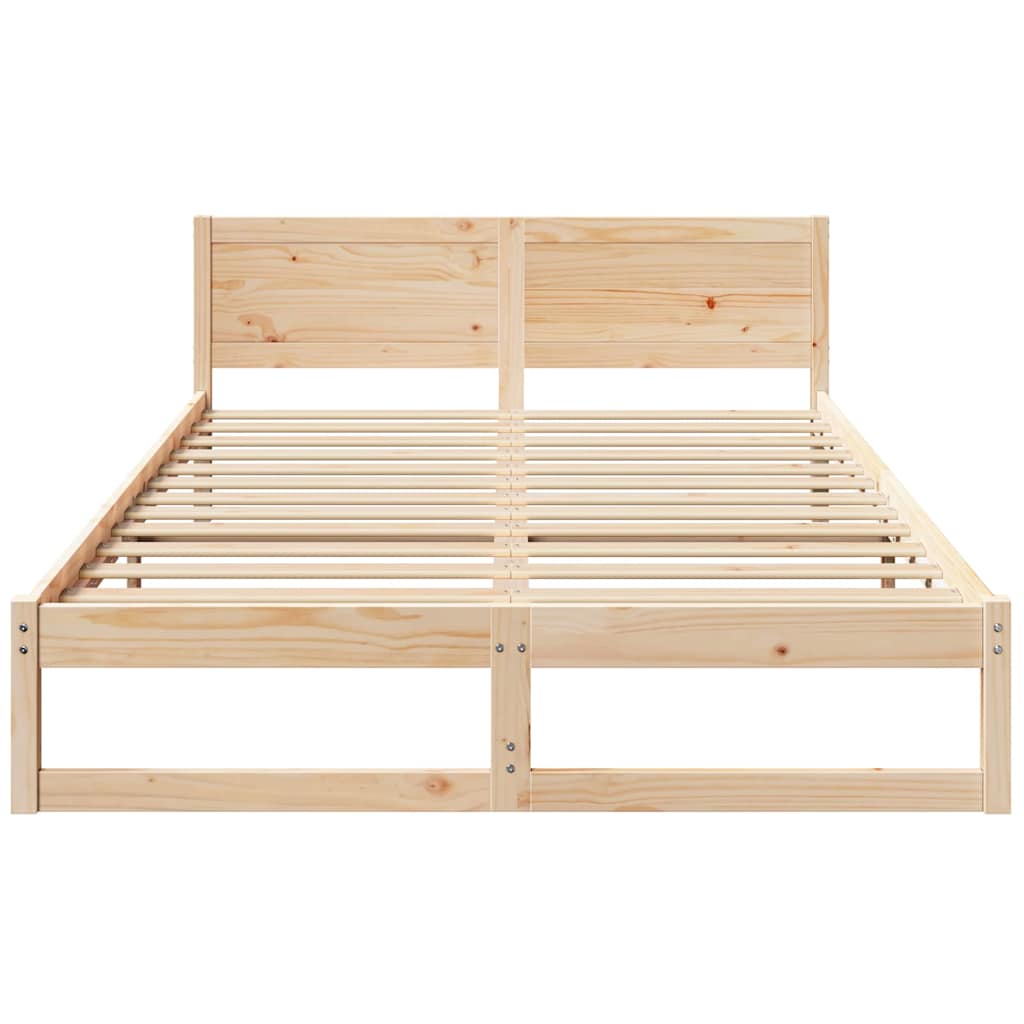 Bed Frame with Headboard Natural 150 x 200 cm Solid Pine Wood