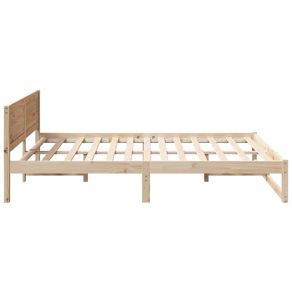 Bed Frame with Headboard Natural 150 x 200 cm Solid Pine Wood