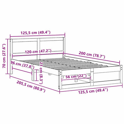 Bed Frame with Headboard Natural 120 x 200 cm Solid Pine Wood