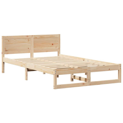Bed Frame with Headboard Natural 140 x 190 cm Solid Pine Wood