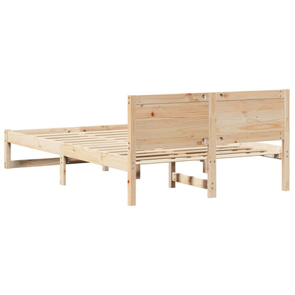 Bed Frame with Headboard Natural 140 x 190 cm Solid Pine Wood