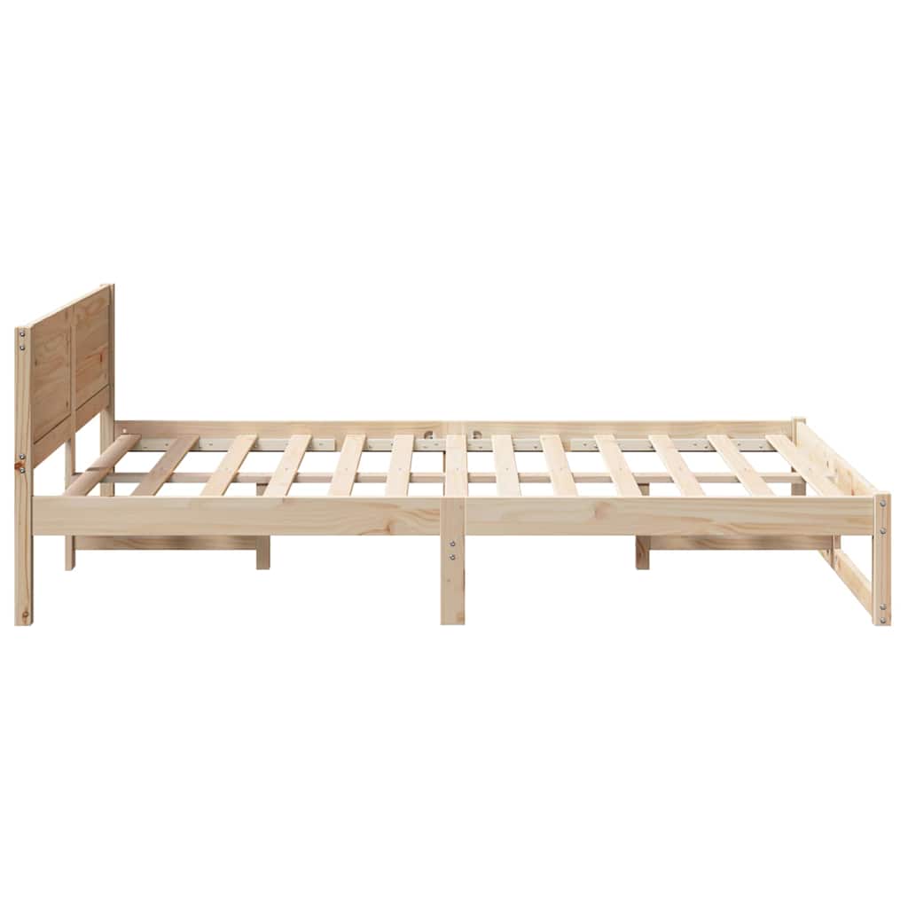 Bed Frame with Headboard Natural 140 x 190 cm Solid Pine Wood
