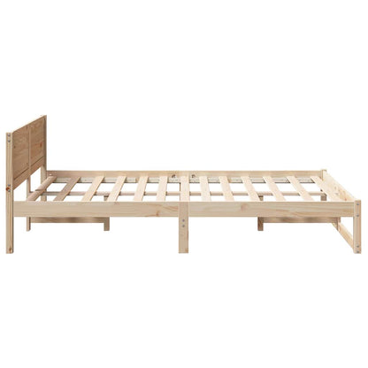Bed Frame with Headboard Natural 140 x 190 cm Solid Pine Wood