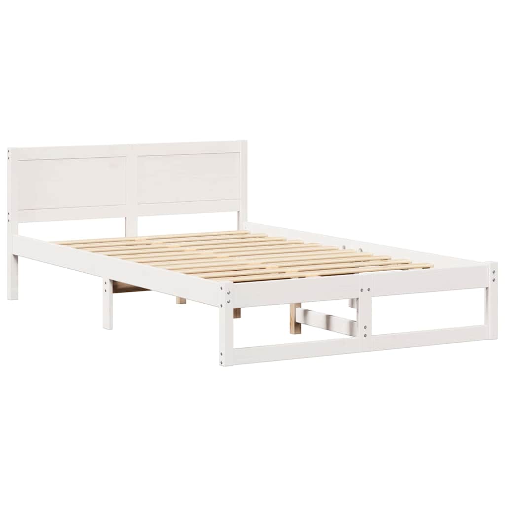Bed Frame with Headboard White 140 x 190 cm Solid Pine Wood
