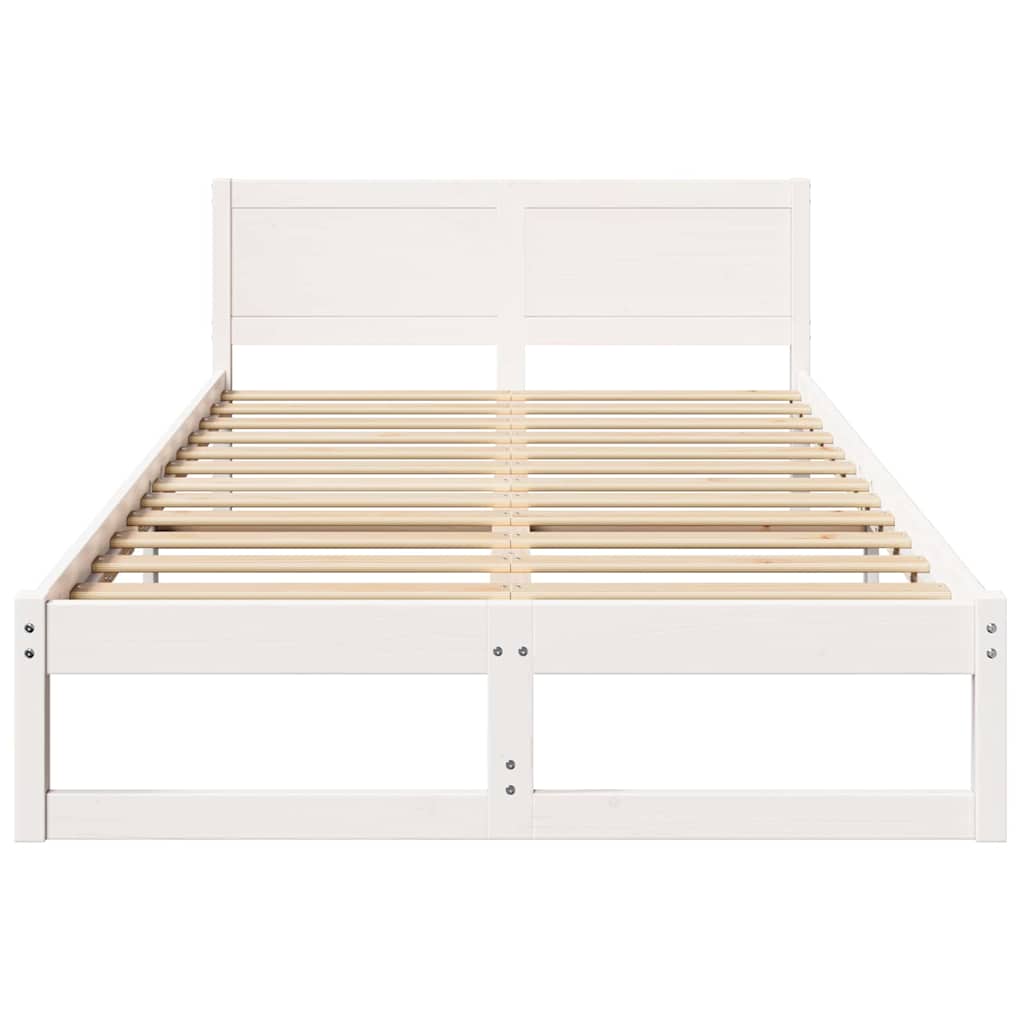 Bed Frame with Headboard White 140 x 190 cm Solid Pine Wood
