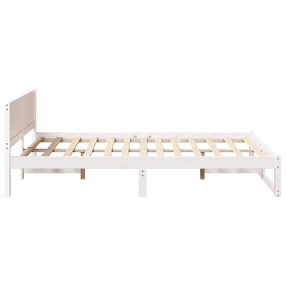 Bed Frame with Headboard White 140 x 190 cm Solid Pine Wood