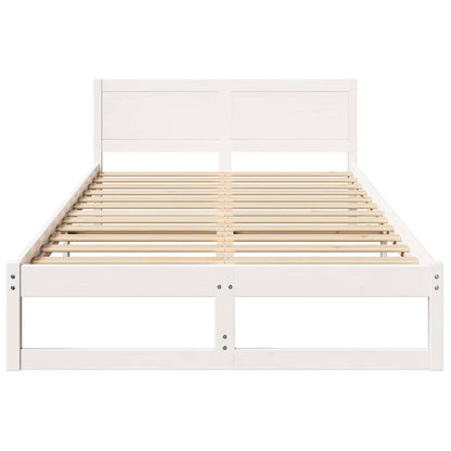Bed Frame with Headboard White 135 x 190 cm Solid Pine Wood