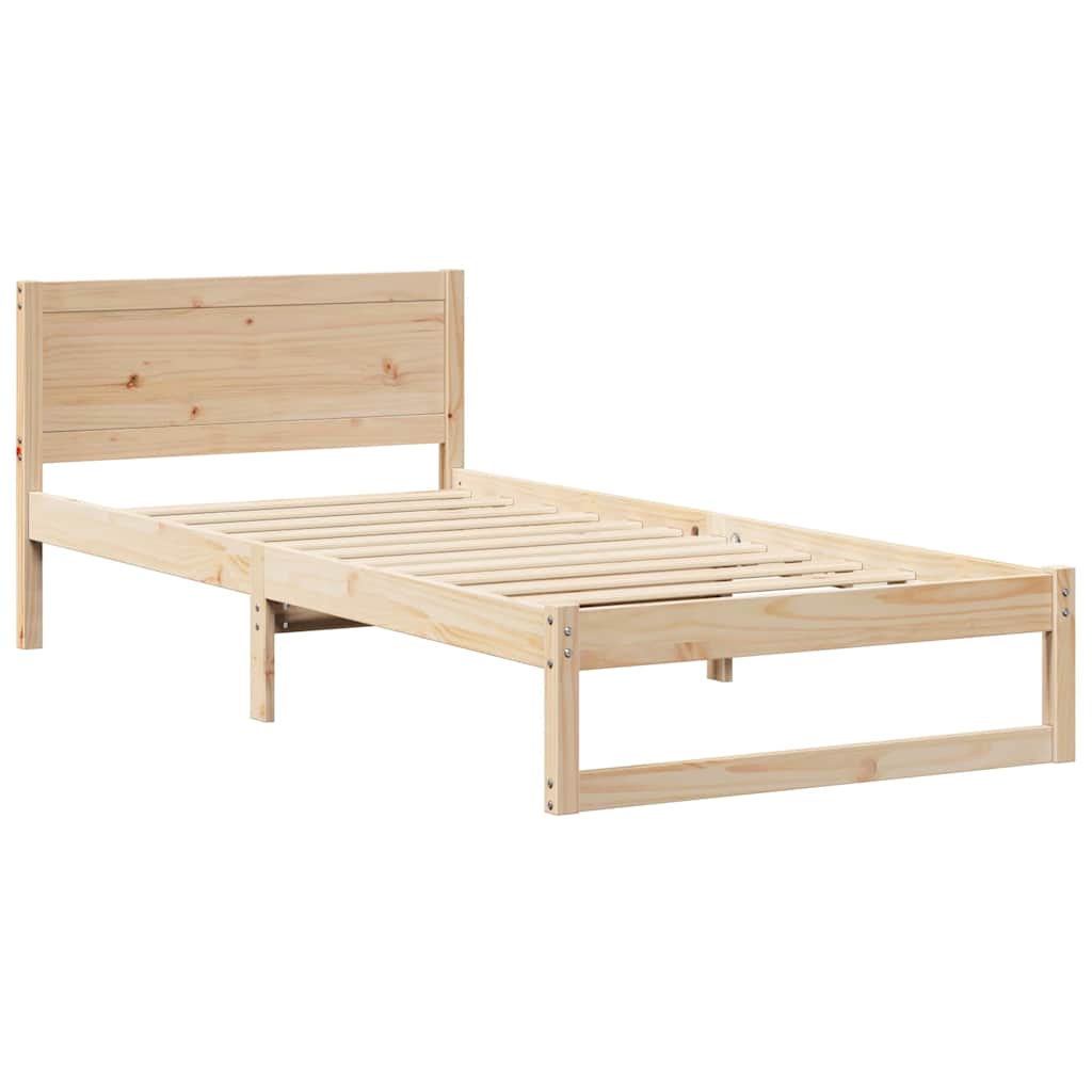 Bed Frame with Headboard Natural 100 x 200 cm Solid Pine Wood