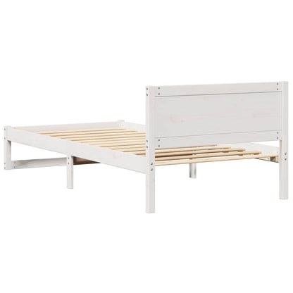 Bed Frame with Headboard White 90 x 200 cm Solid Pine Wood