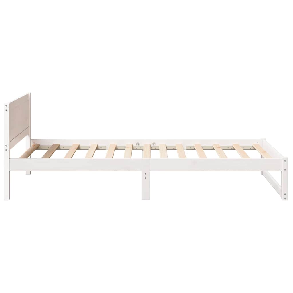 Bed Frame with Headboard White 90 x 200 cm Solid Pine Wood
