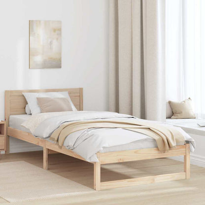 Bed Frame with Headboard Natural 90 x 190 cm Solid Pine Wood