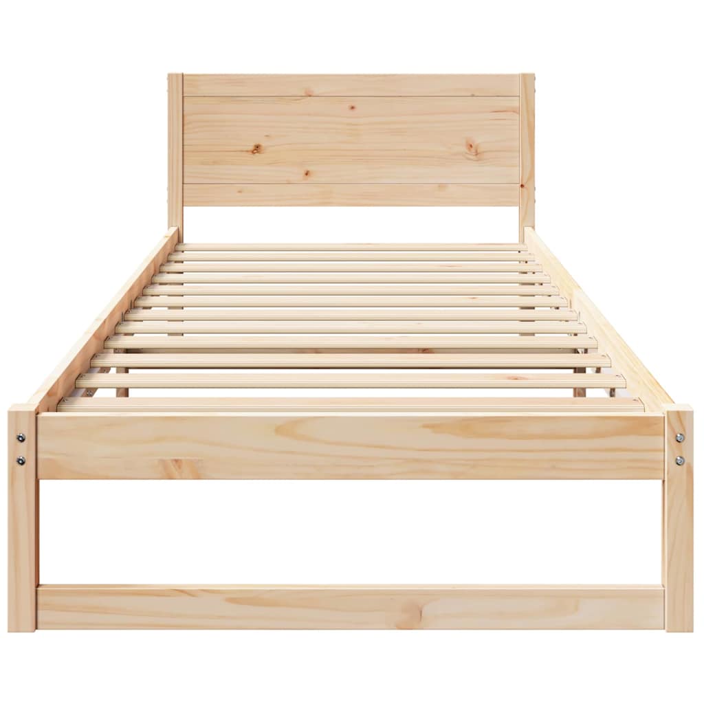 Bed Frame with Headboard Natural 90 x 190 cm Solid Pine Wood