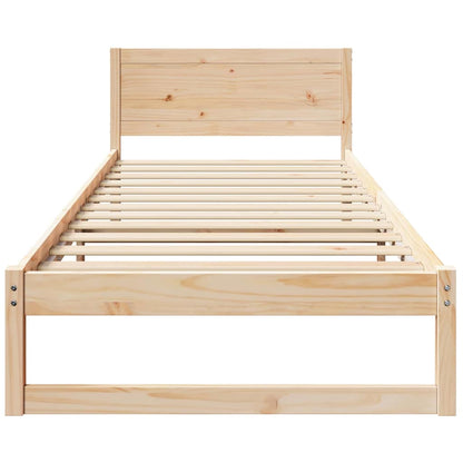 Bed Frame with Headboard Natural 90 x 190 cm Solid Pine Wood