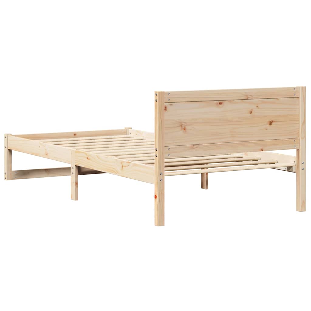 Bed Frame with Headboard Natural 75 x 190 cm Solid Pine Wood